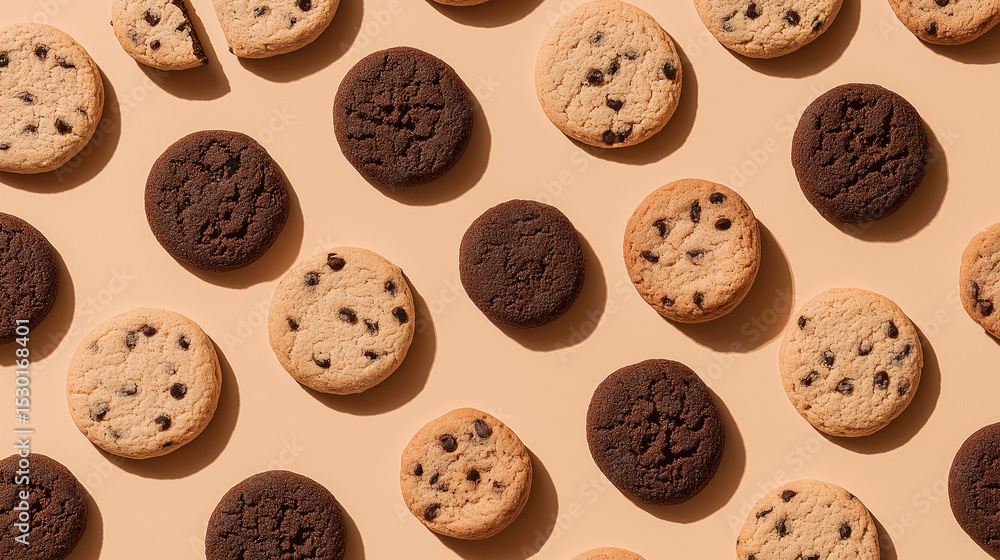 Obraz premium Chocolate chip cookies flat lay