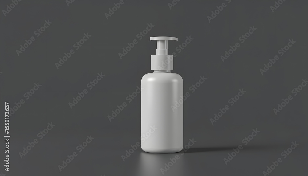 Sleek matte-finish cosmetic bottle with a convenient flip-top lid, 3D rendered branding mockup template. with white shades Sleek matte-finish cosmetic bottle with a convenient flip-top lid, 3D rendered branding mockup template. with white shades