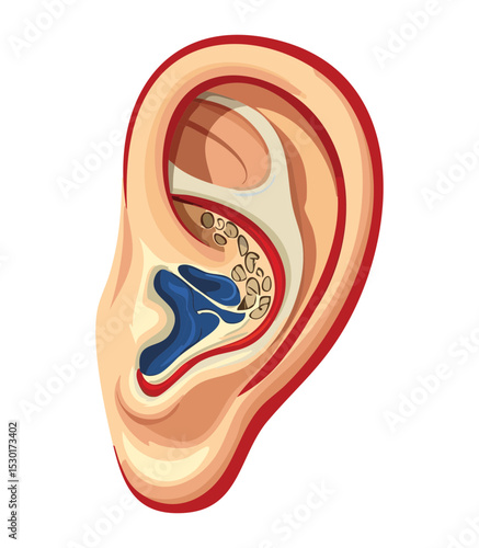 Simplified Human Ear Internal Anatomy