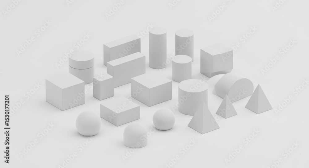 Abstract Geometric White 3D Shapes Abstract Geometric White 3D Shapes