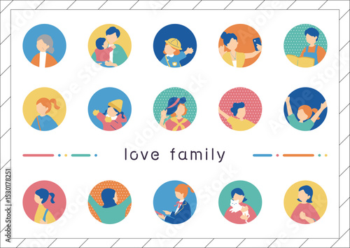 家族の人物アイコン素材集