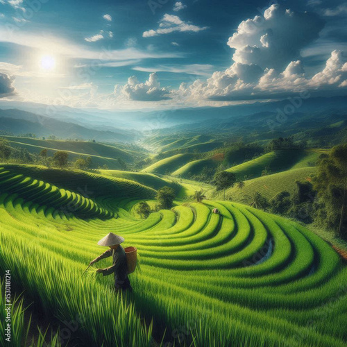rice fields and farmers