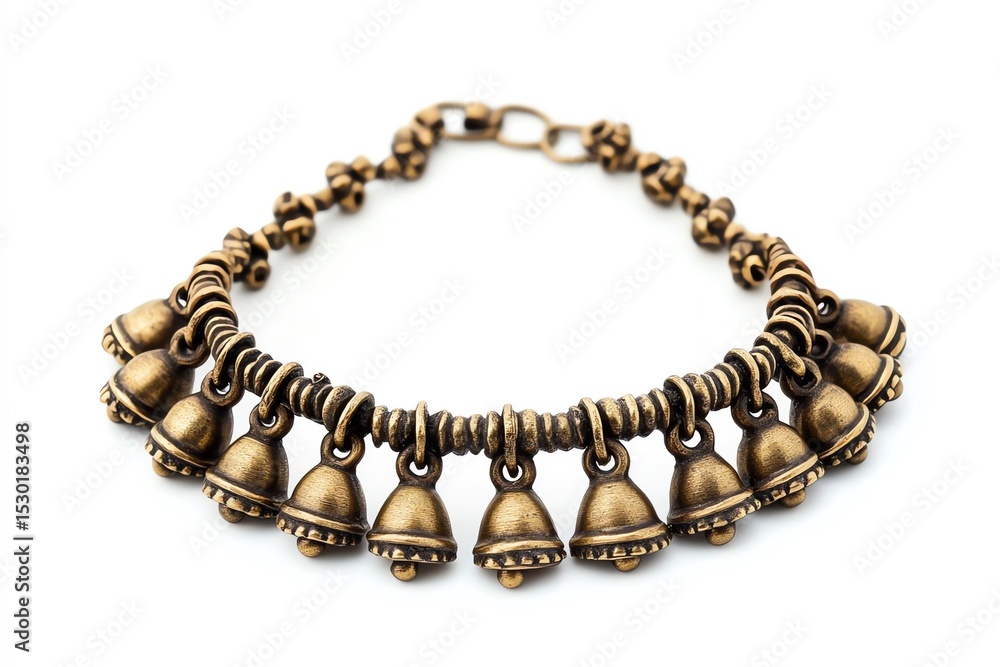 Obraz premium Ethnic Brass Anklet with Dome Shaped Bells