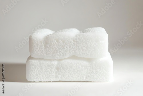 Textured White Foam Sponges in Stack