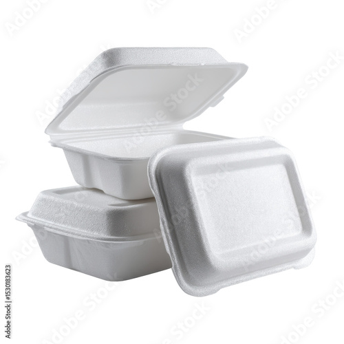 Set White Styrofoam Food Box PNG Transparent