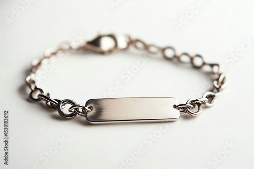 Metal Chain Bracelet with Blank Nameplate Tag