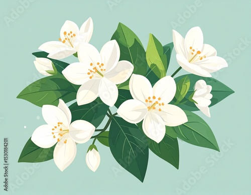 ジャスミンの花のイラスト