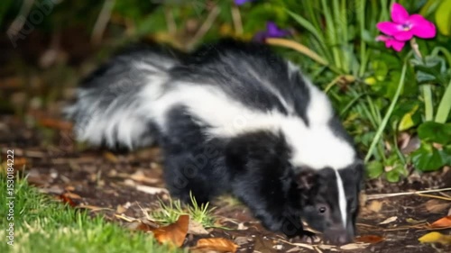 Wallpaper Mural A striped skunk foraging in a garden bed Torontodigital.ca