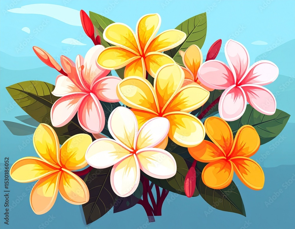 Obraz premium プルメリアの花のイラスト