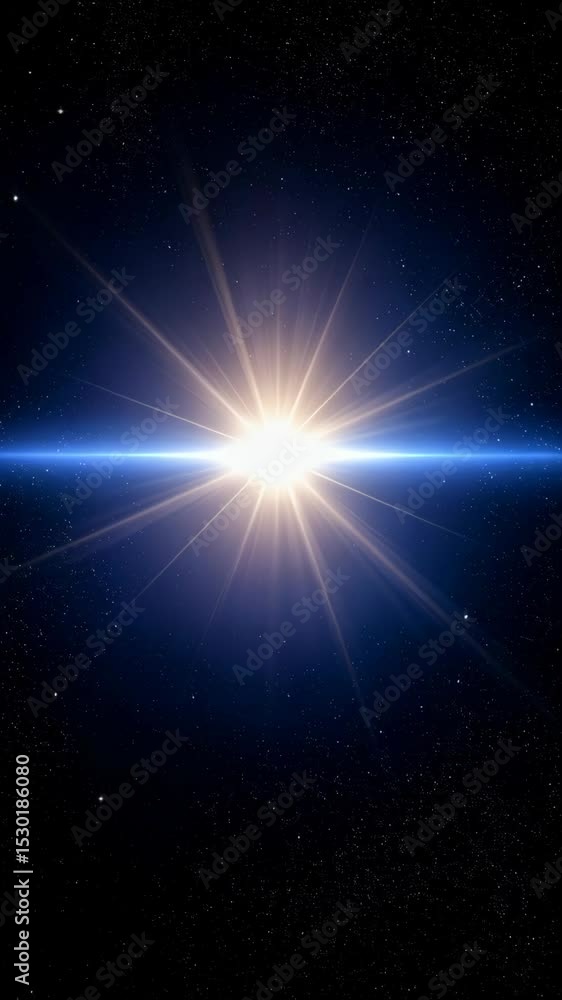 Bright cosmic starburst shines brilliantly against deep dark starry sky in the distant universe. Bright cosmic starburst shines brilliantly against deep dark starry sky in the distant universe.