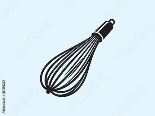 Solid Black Silhouette of a Baking Whisk