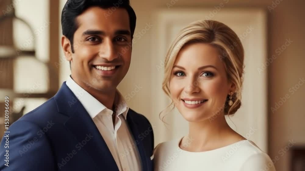 Portrait of a smiling couple indoors with a birdcage in the background 4k video Portrait of a smiling couple indoors with a birdcage in the background 4k video