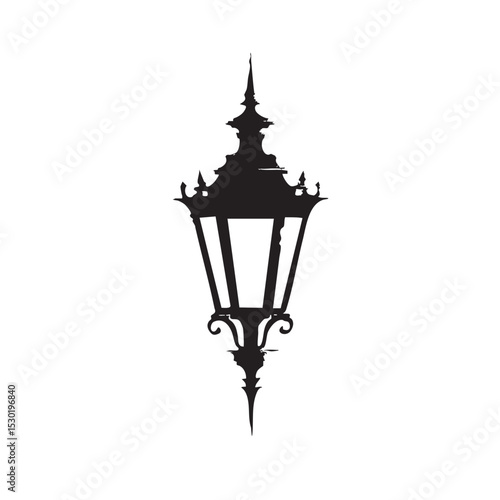 Black silhouette of Patriot’s lantern, centered on plain white background