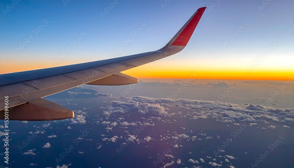 Obraz premium Journey Begins, Sunrise Airplane View