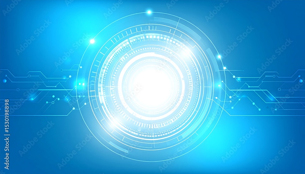 Obraz premium Blue abstract tech circle with circuit board.