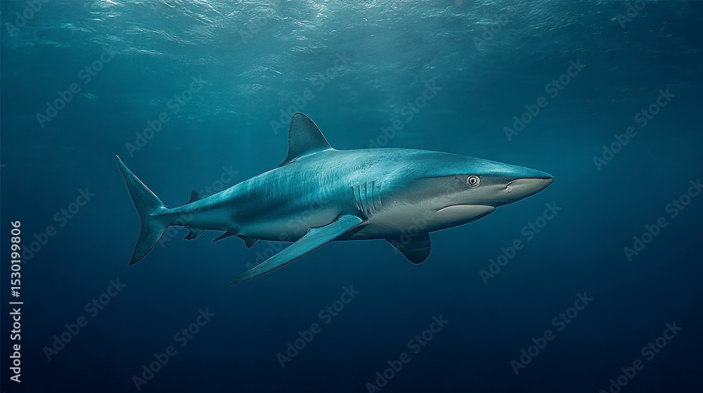 Shark underwater in deep ocean Shark underwater in deep ocean