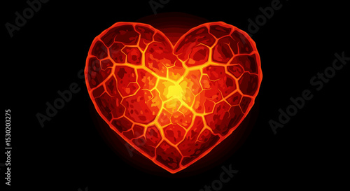 Fiery Heart of Lava Embers in Darkness