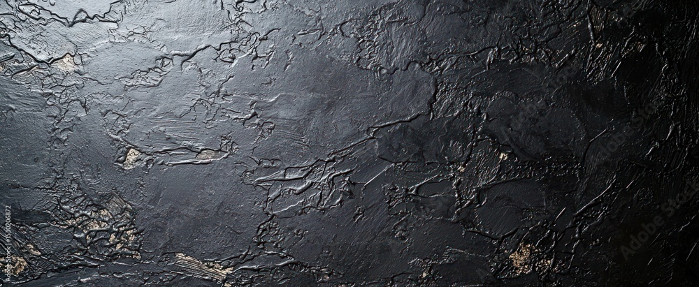Fototapeta premium Dark, textured surface with a rough, uneven pattern and subtle variations in shade, creating a dramatic and moody aesthetic