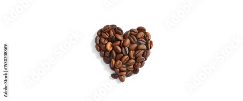 Single heart-shaped coffee bean, pristine white backdrop,  object,  minimalist