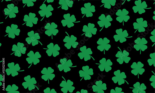 Simple vector four leaf clover seamless pattern. Vector seamless clover pattern. Cute floral background