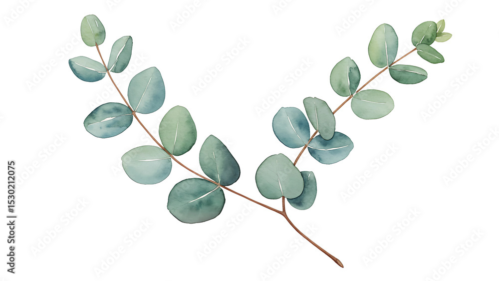 Obraz premium Watercolor eucalyptus sprigs isolated on transparent background