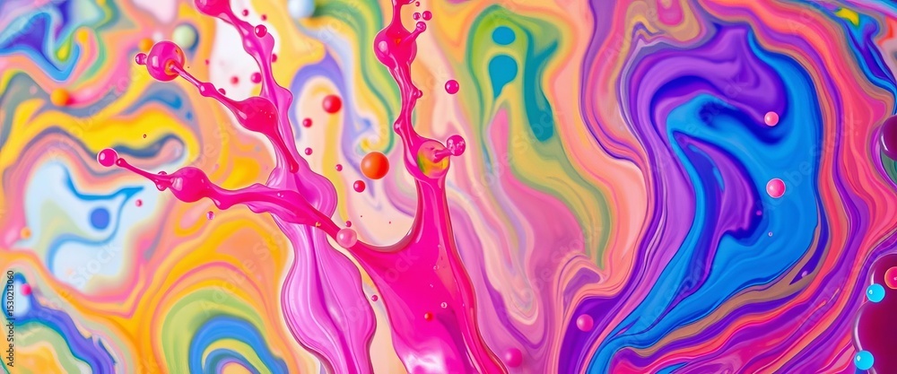 Fototapeta premium Close-up of vibrant, abstract liquid splash; dynamic colors, artistic texture, web design, high resolution