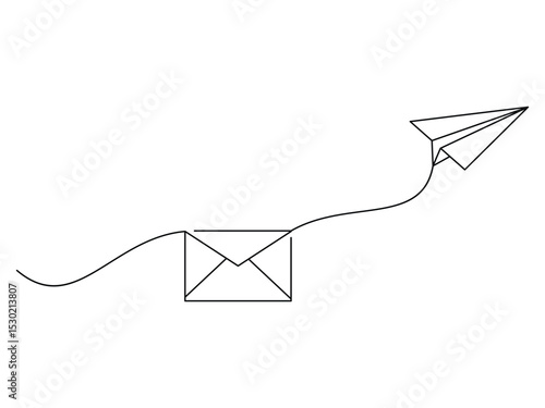 envelope mail with flying paper plane design, vector illustration, isolated on transparent background