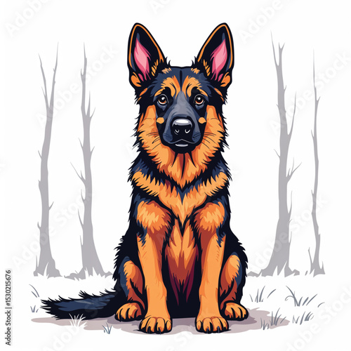 german shepherd dog Vector Illustration
