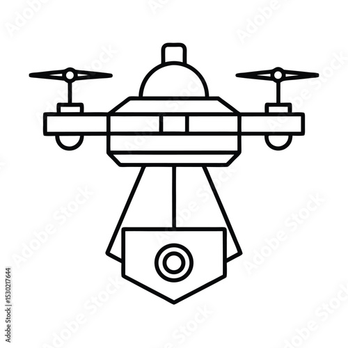 Anti gravity delivery drone silhouette icon vector illustration