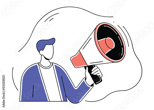 Person Holding Megaphone for Announcement
