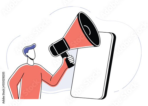 Person Holding Megaphone for Announcement