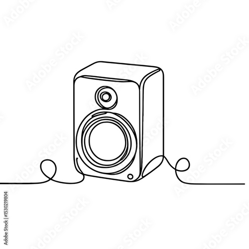 Speaker in single line style symbolizing music and sound energy