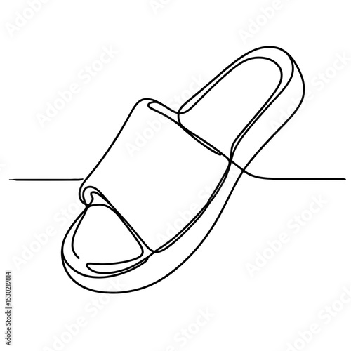 Slide sandal in line art symbolizing summer comfort and casual style