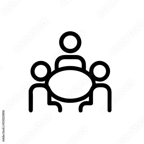 Simple Outline Meeting Table People Group Symbol Teamwork Icon