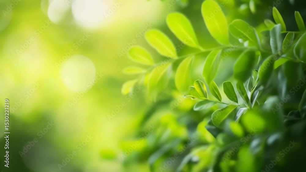 Sunlit leaf movement in lush greenery captures serenity and nature's vibrance Sunlit leaf movement in lush greenery captures serenity and nature's vibrance