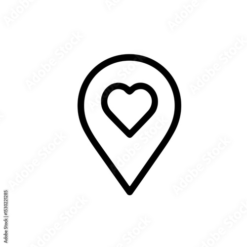 Simple Outline Heart Location Pin Point Icon Graphic Element