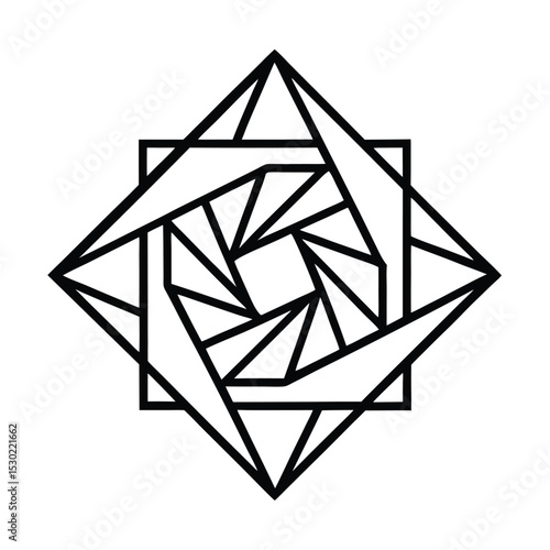 Картината върху платно Vortex formed by interlocked triangles icon vector illustration