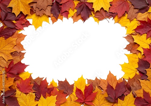 Colorful autumn leaves border frame with space for text