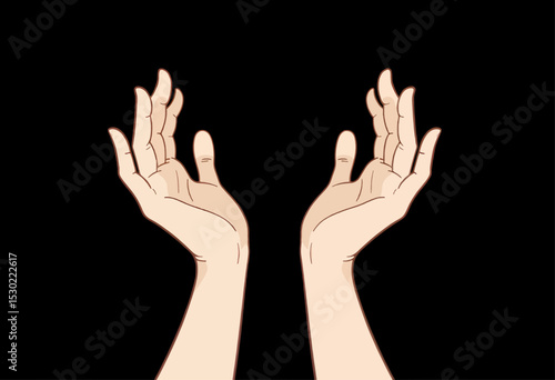 Outstretched Hands in Serene Prayer, Night Sky