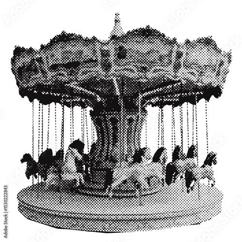carnival carousel halftone grunge vector design element