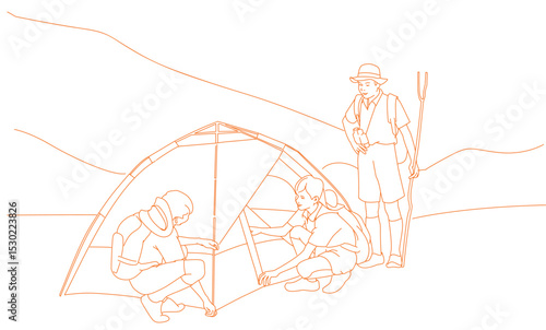  Boy Scout students attending a scout camp having