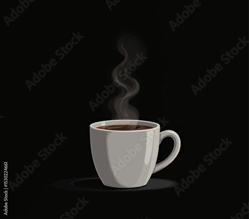 Steaming Coffee Cup in Minimalist Night Setting