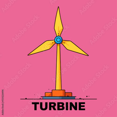 Wind Turbine on Pink Background with Modern Design