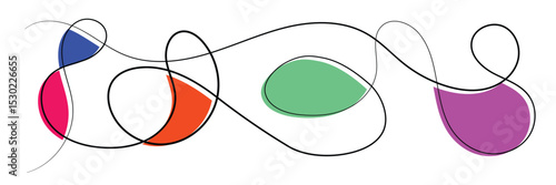 continuous line art abstract shape with color.line art for wall painting,banner,background and others.vector illustration eps 10