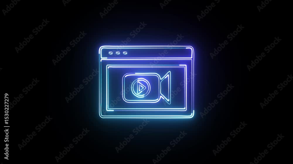 Glowing neon web page icon animation with black background. HD animated outline browser window symbol video loop
Glowing neon web page icon animation with black background. HD animated outline browser window symbol video loop