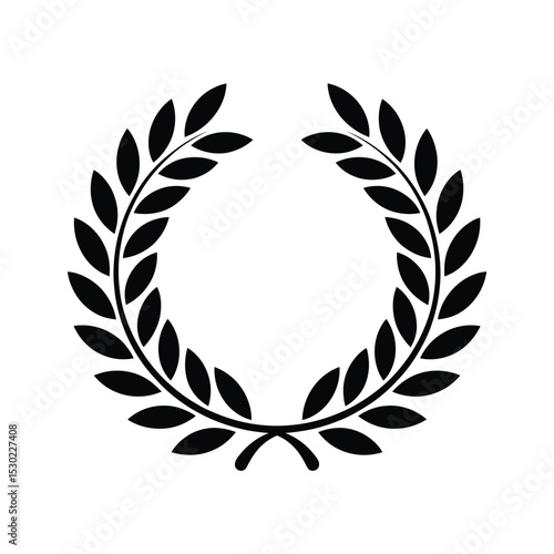 Black Laurel Wreath Vector Graphic on White Background