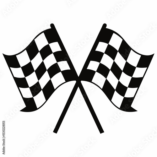 Crossed checkered flags racing finish line