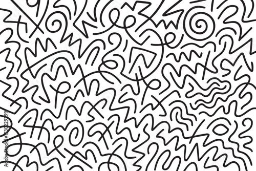 random black and white abstract line doodles
