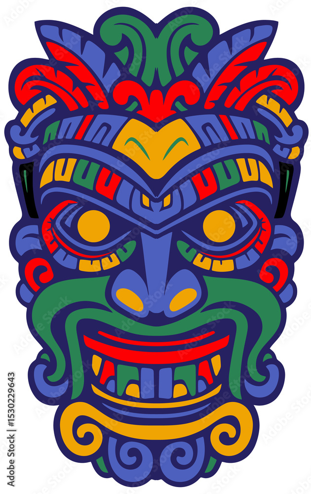 Obraz premium Colorful tiki mask illustration