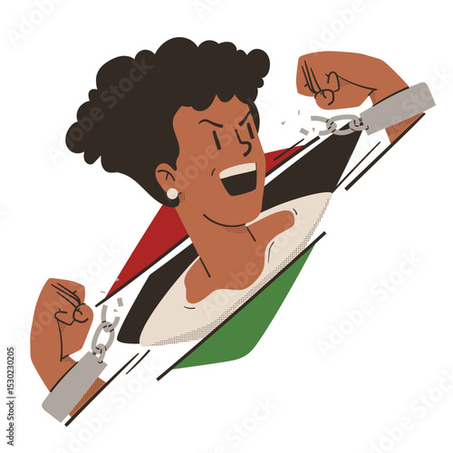 Juneteenth woman with Raised Fist